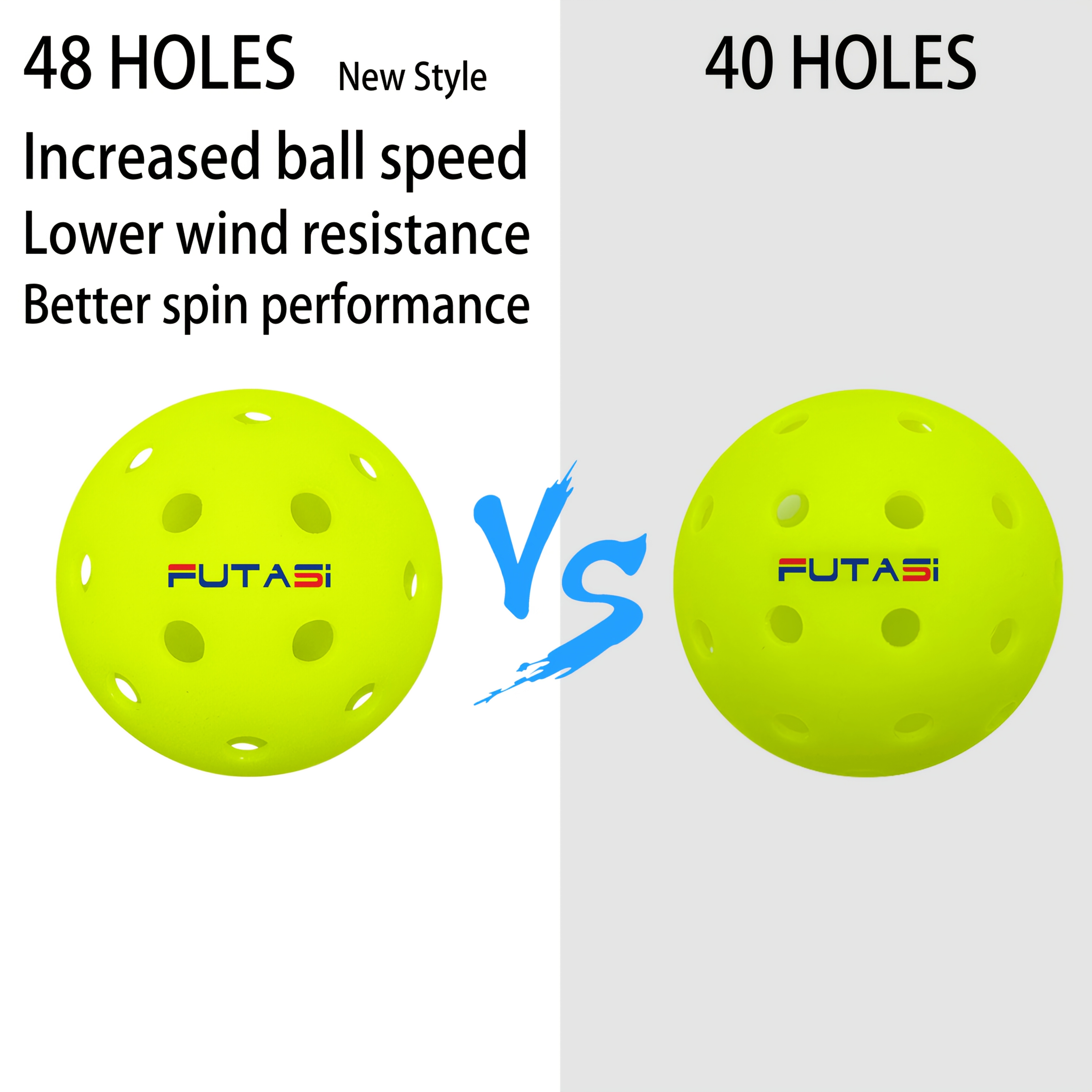 12pcs 48-Hole Pickleball with Aerodynamic Design
