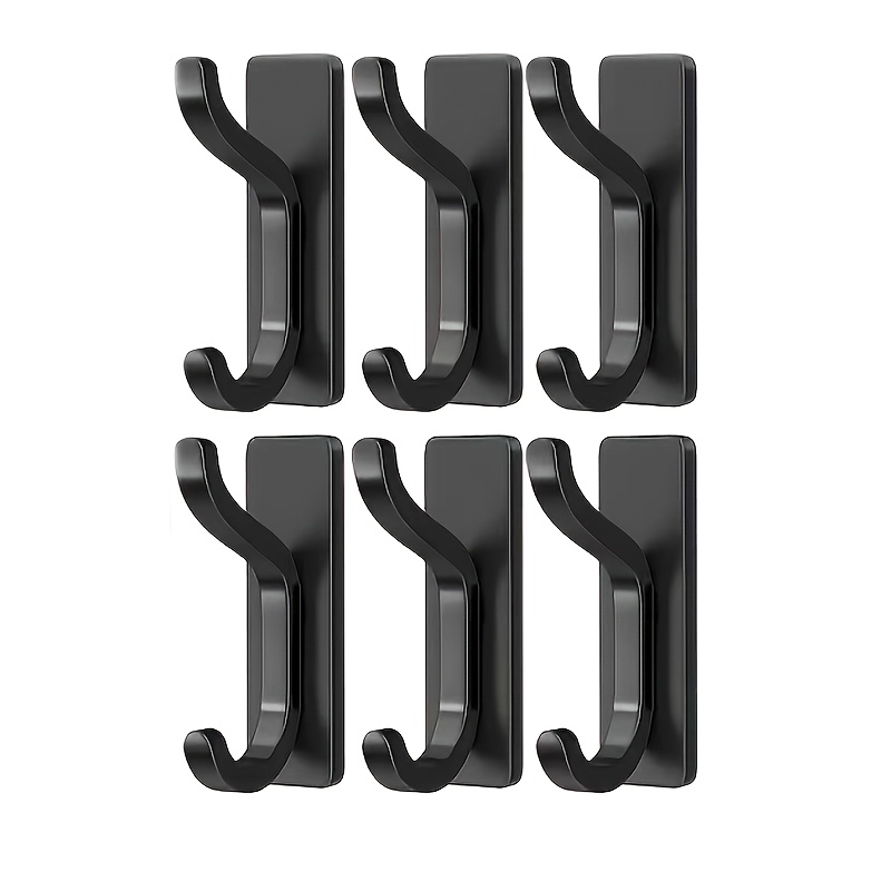 TEMU 6pcs Self-adhesive Hooks, Extra Strong Adhesive Hooks To 6kg, Heavy-duty Wall And Door Hooks For Towels, Coats, Hats, And Wallets In Bathroom,