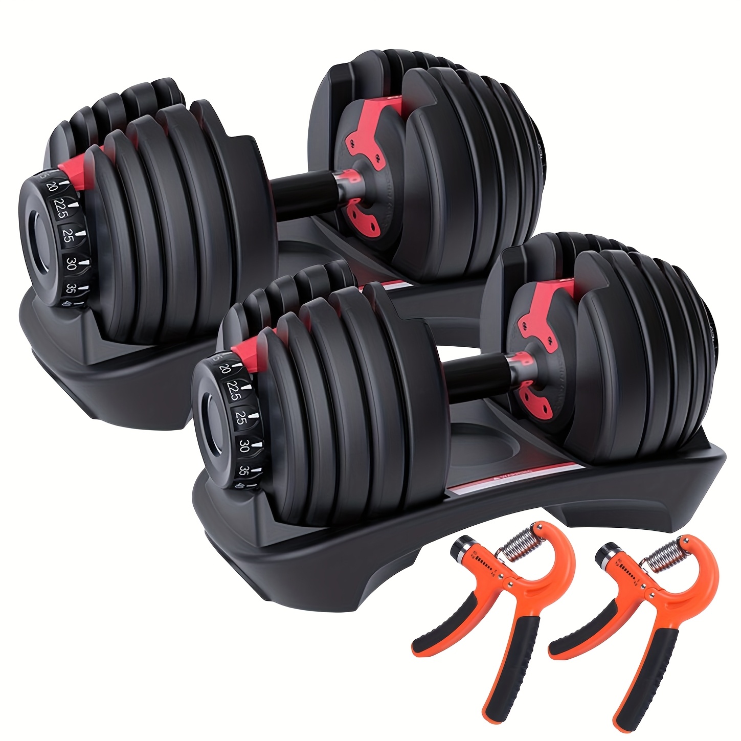 item picture HAKENO 2x24kg Pair Adjustable Dumbbell 15 Weight In 1 with Fast Automatic Adjustable And Weight Plate for Body Workout Home Gym Dumbbell(Include 2 Dumbbells + 2 Hand Gripper)