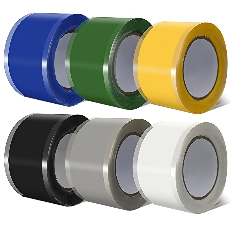 Image of 6 Rolls Of Self-fusing Tape, 1 Inch Wide And 5 Feet Long (30 Feet Total), Flame-retardant High-temperature Pvc Tape, For Leak Repair, Tool Wire Wrapping, Sealing Pipes, Indoor And Outdoor Use