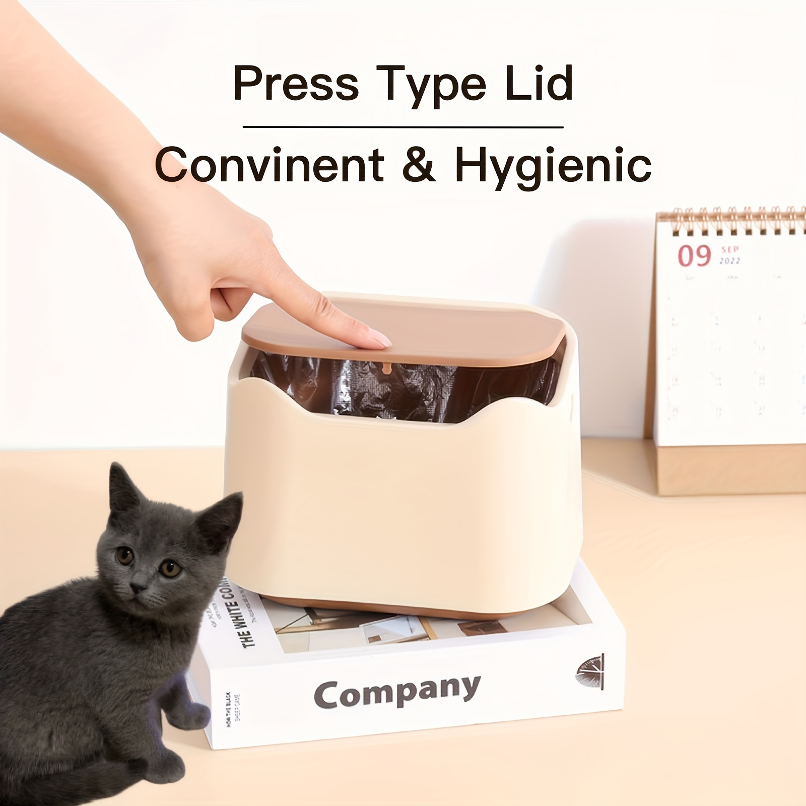 

Cat Litter Special Trash Can, With Press-type Pop-up Cover, Convenient For Odor Isolation And Avoiding Bacterial Contact