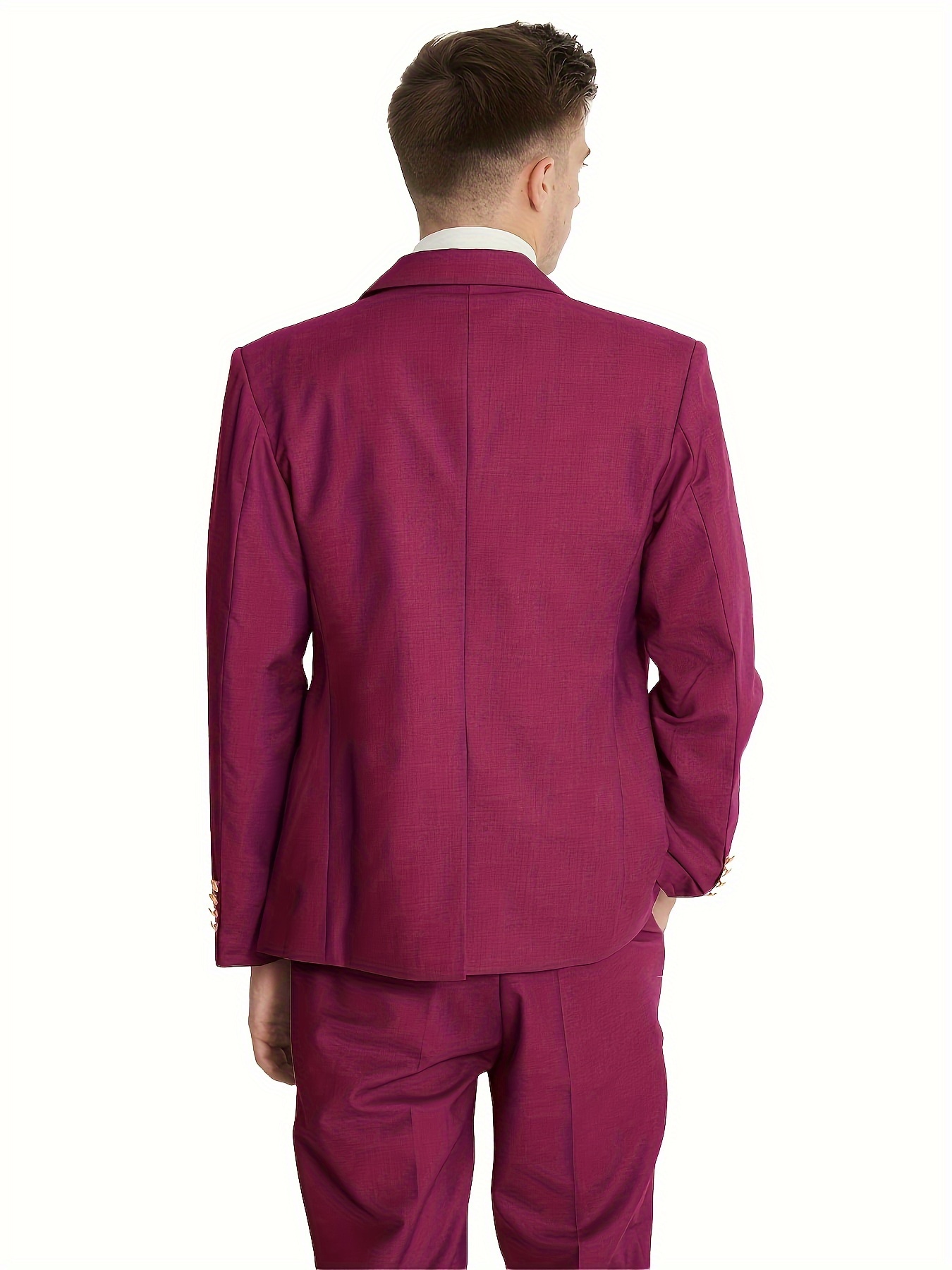 Burgundy Double Breasted Pants Suits, Ladies' Wine 2 Piece Pants and Blazer Suit  Set, Women's Coats, Formal Office Suits, Wedding Suits 