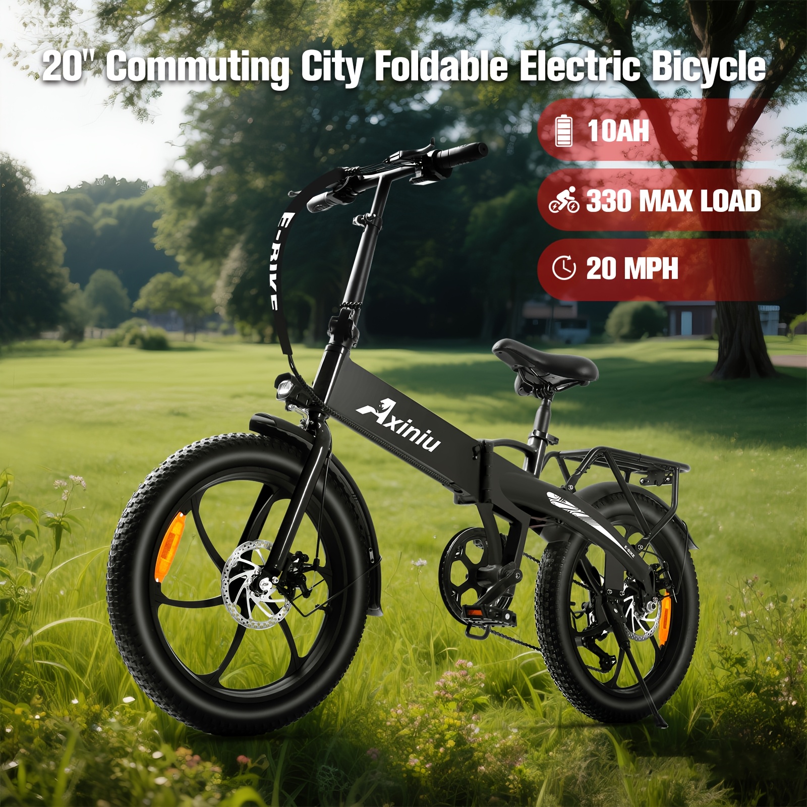 Axiniu Folding Electric Bike Bicycle For Adult 850W 28MPH City Ebike White
