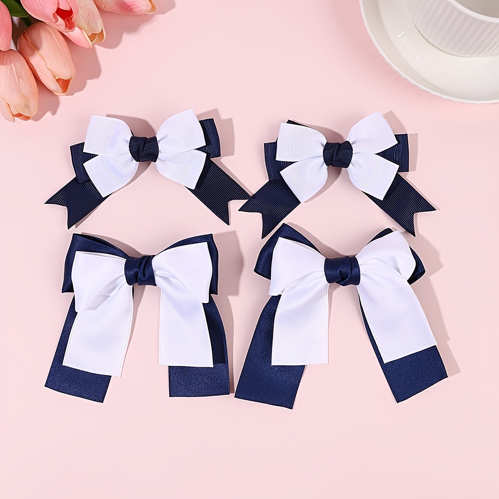 TEMU Juego de 4 pinzas para el pelo con azul y , pasadores minimalistas, pinzas chic, horquillas clásicas estilo preppy, accesorios bonitos para el