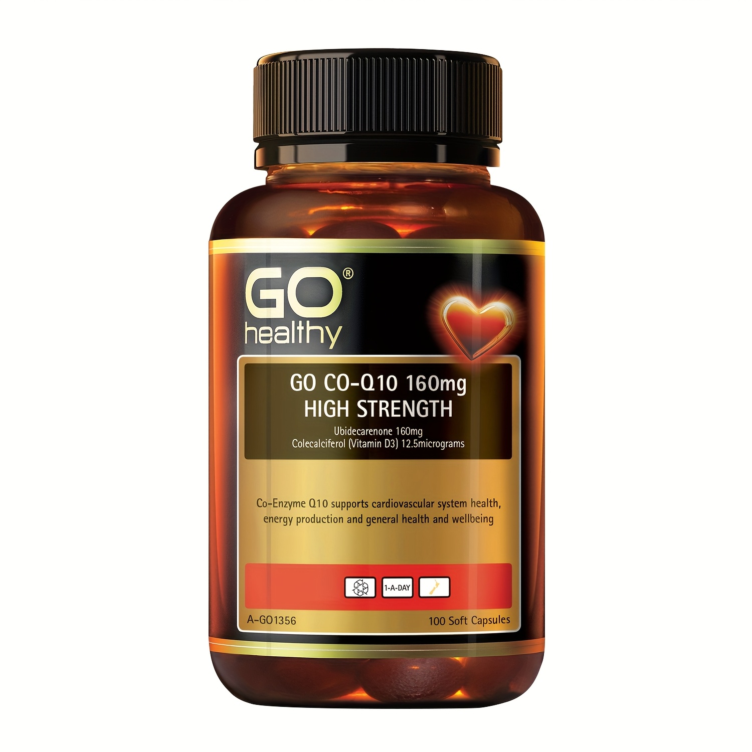 GO Healthy CO-Q10 160mg 100 Capsules - High-Potency Coenzyme Q10 Supplement with Antioxidant Heart Health, Energy-Boosting Formula, Natural Nutrient for Men & Women, - &, Allergen-Free, Long-Lasting Freshness (Expiration 2026) - Ideal for Cardiovascular Health & Energy Levels, Easy-to-Swallow Capsules, Supports Function & Wellness, Supplements For Women, Supplements For Energy
