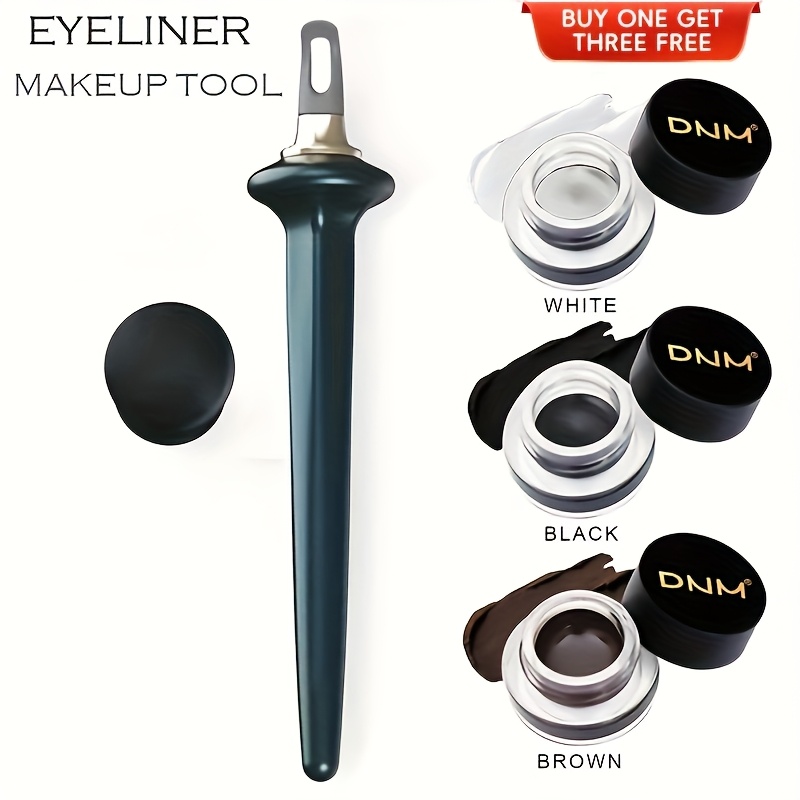 TEMU Eyeliner Auxiliary Set Get 3 Free(eyeliner Brush+3-color Eyeliner Cream) Waterproof Non-fading Eyeliner Brush With Ergonomic Handle And Precise