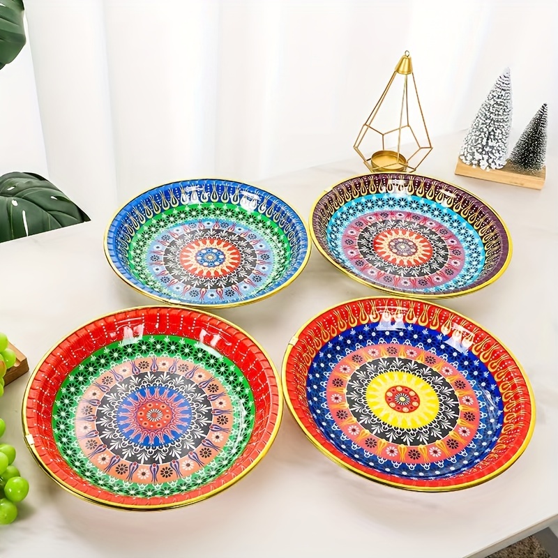 

4pcs Set Boho Chic Plastic Serving Plates - Parties, Picnics & Dinnerware