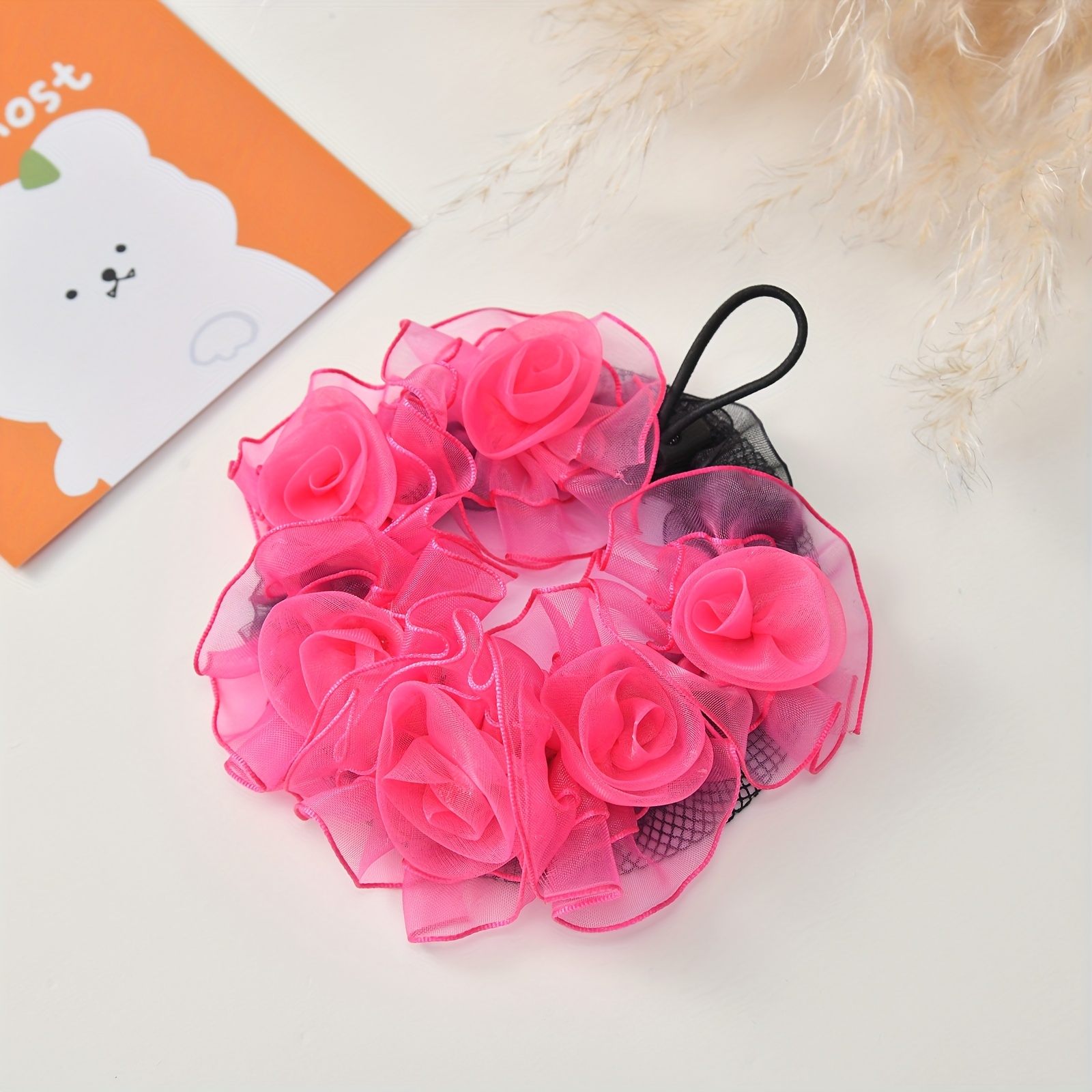E-shop Niedlicher Blumen-Dutt, elastisches Netz, verstellbarer Dutt, Tanzperformance, Haarnetz, Kopfschmuck, Haar-Dutt