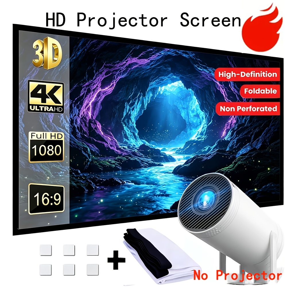 TEMU 40-inch Definition 4k Projection Screen With :9 Ratio, Designed To Be Foldable And Portable, And Very Suitable For 3d Projection. Very Suitable