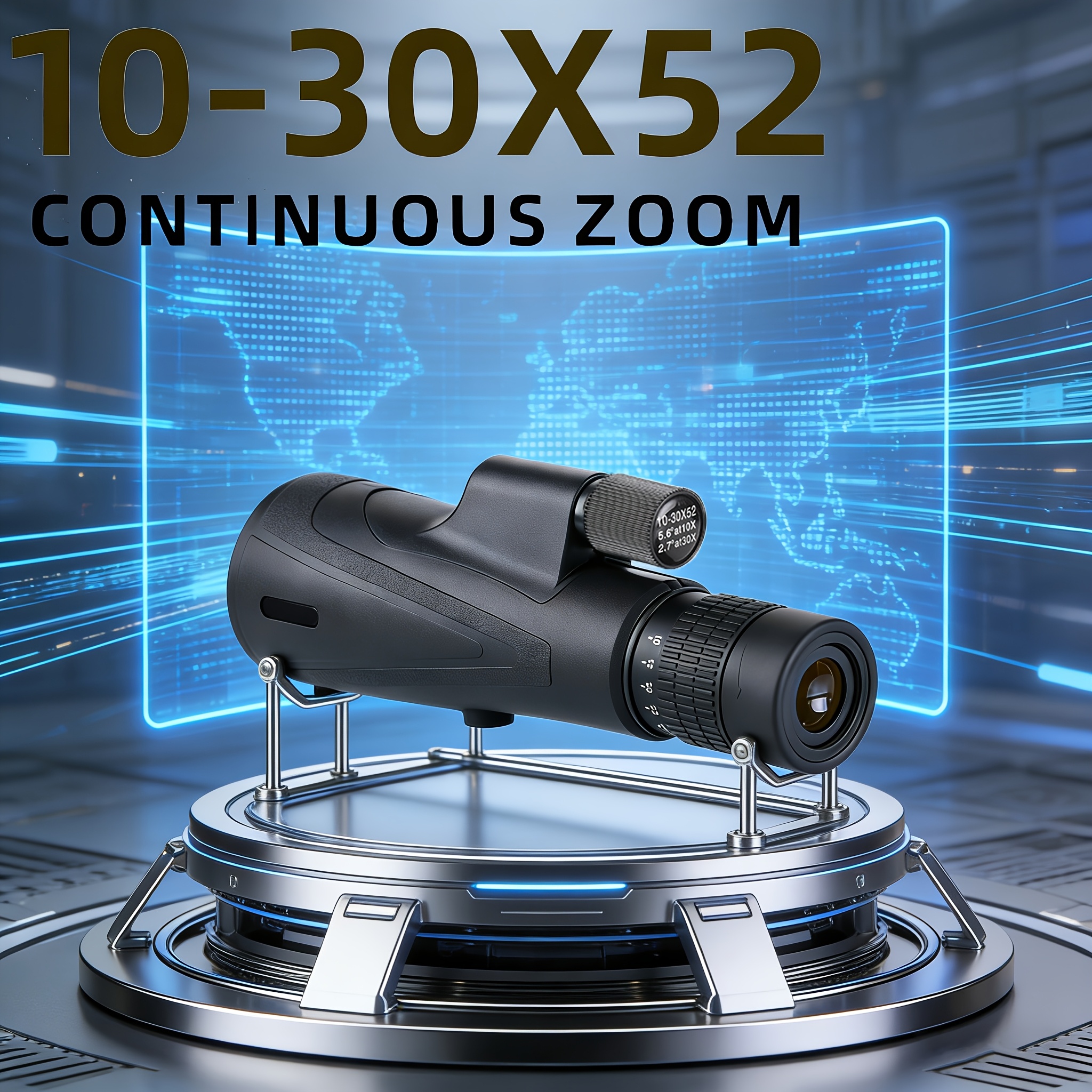 TEMU Télescope avec objectif 52 mm et zoom 10-30X : Système de zoom couvrant une plage de grossissement de 10 à 30X, avec un de 30X pour rapprocher