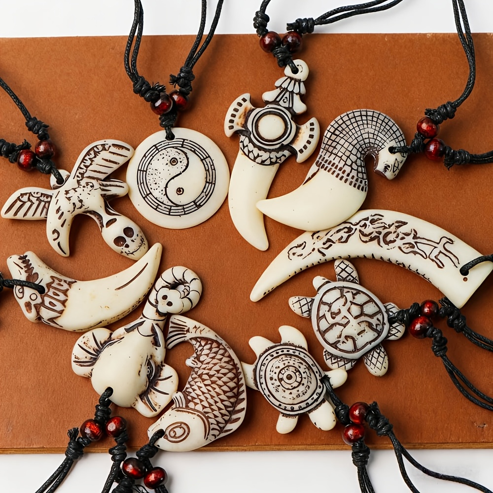 8pcs Retro Punk Gothic Necklace Set, Adjustable Rope