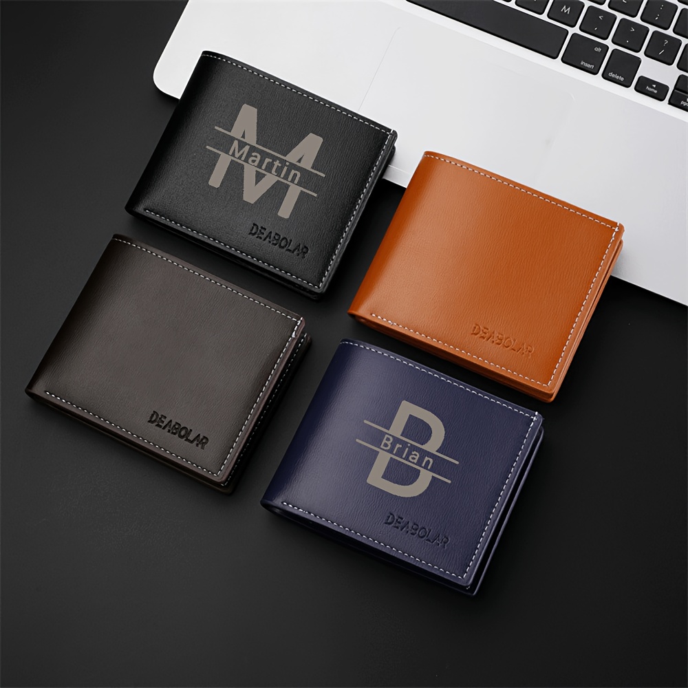 

1pc Customizable Men' - Personalized Bifold Design With Stylish Stitching, Compact & For Use (black, Brown, Orange, Navy Blue), Wallet | Minimalist Wallet | Wallet