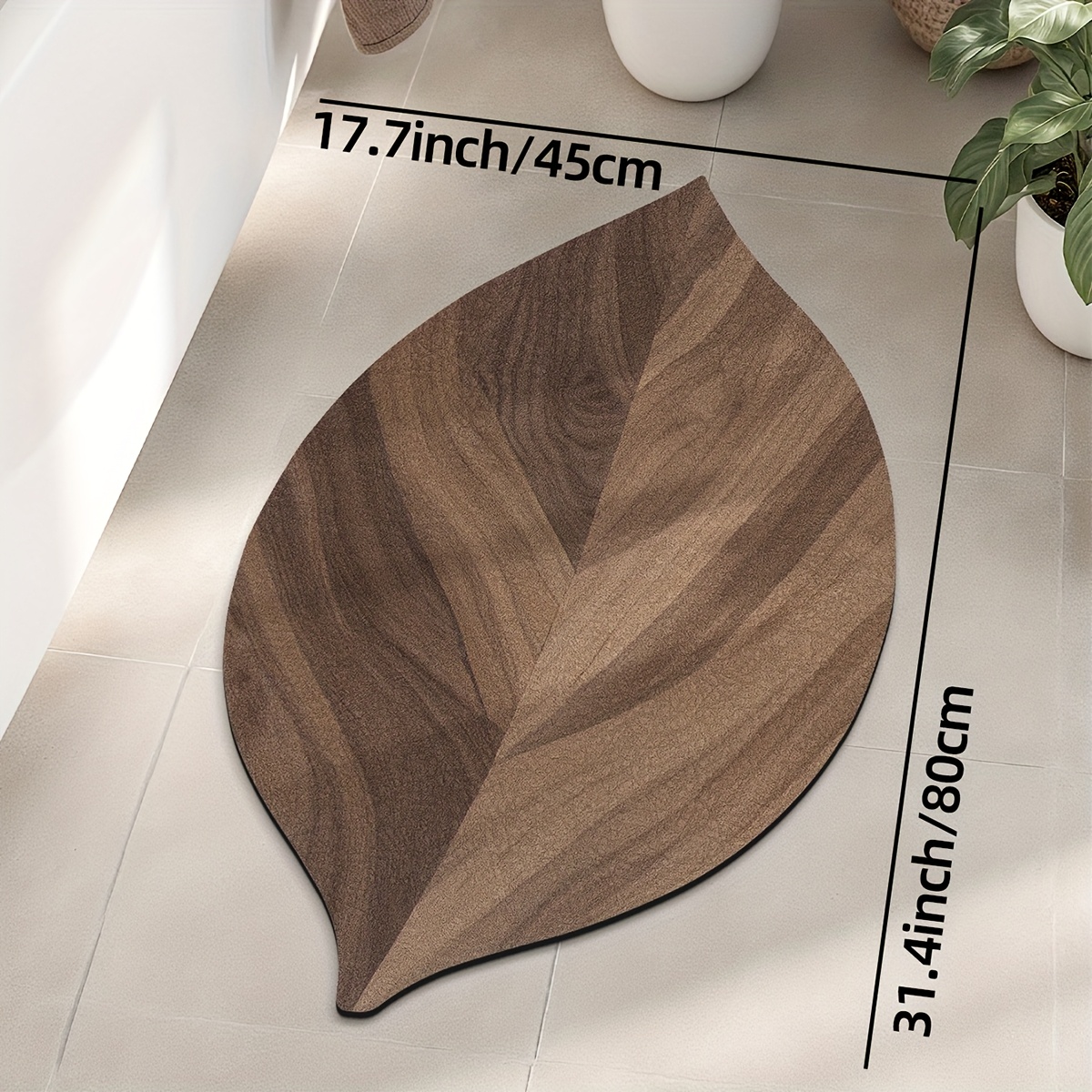 Image of 1pc Bathroom Rug Bath Mat, Leaf-shaped Printing Water Absorbent And Non-slip Bathroom Mat, Quick-dry Bath Mats For Bathroom Floor, Sink, Bathtub, Shower Room, Home Decor Autumn Decor Summer Decor