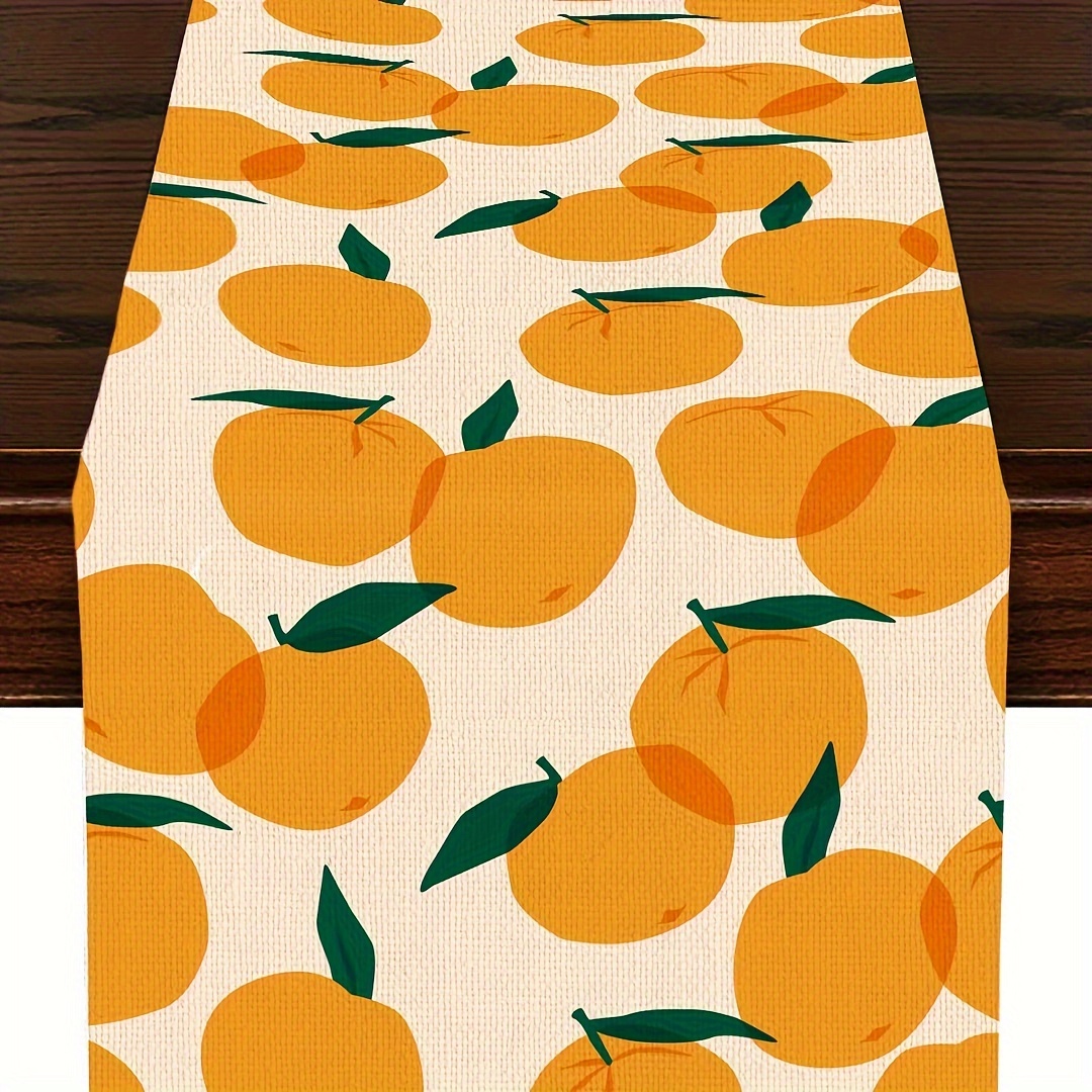 

1pc, Table Runner, Watercolor Fruit Botanical Printed Table Runner, Kitchen Dining Table Decor, Orange Lemon Decor For Indoor, Home Farmhouse Style Holiday Party Decoration