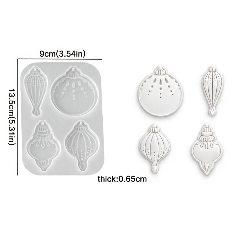 TEMU Stampo in silicone resina 4-in-una Pendoletta a forma di palla di Natale Stampo in silicone da appendere per la casa Scrivania Albero di Natale