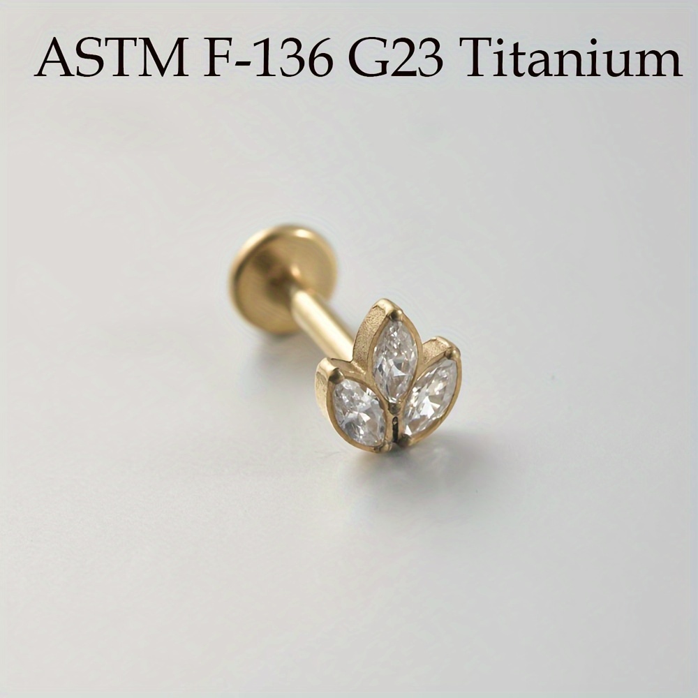 OUFER Body Piercing 16G Internally Titanium Lip Piercing Jewellery Clear Cz