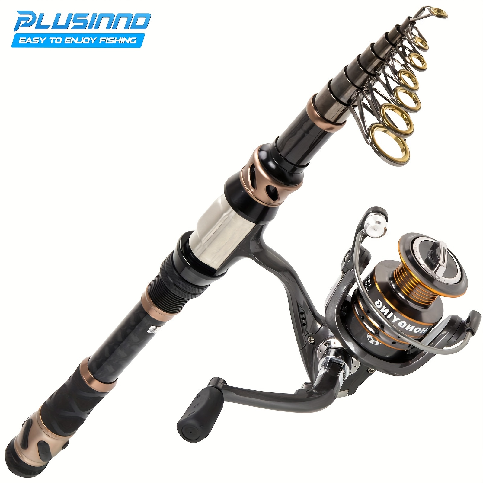 

Plusinno Fishing Rod And Reel Combos - Carbon Fiber Telescopic Fishing Pole - Reel 12 +1 Shielded Bearings Stainless Steel Bb