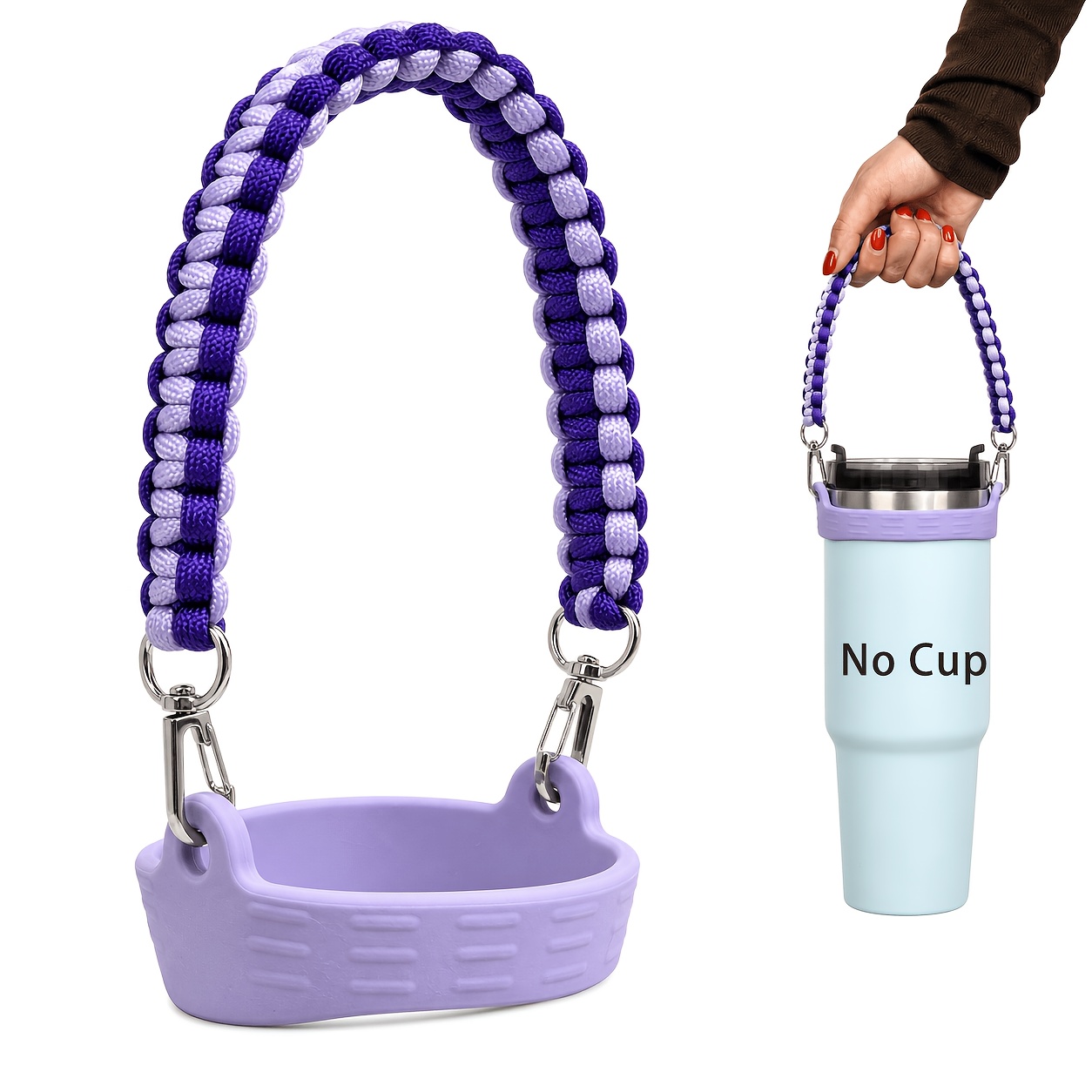 TEMU Guulone Heavy Duty Paracord Water Bottle Handle Strap Compatible For 8-40oz Bottles, Adjustable Survival Strap Suitable For, Camping, Gym,