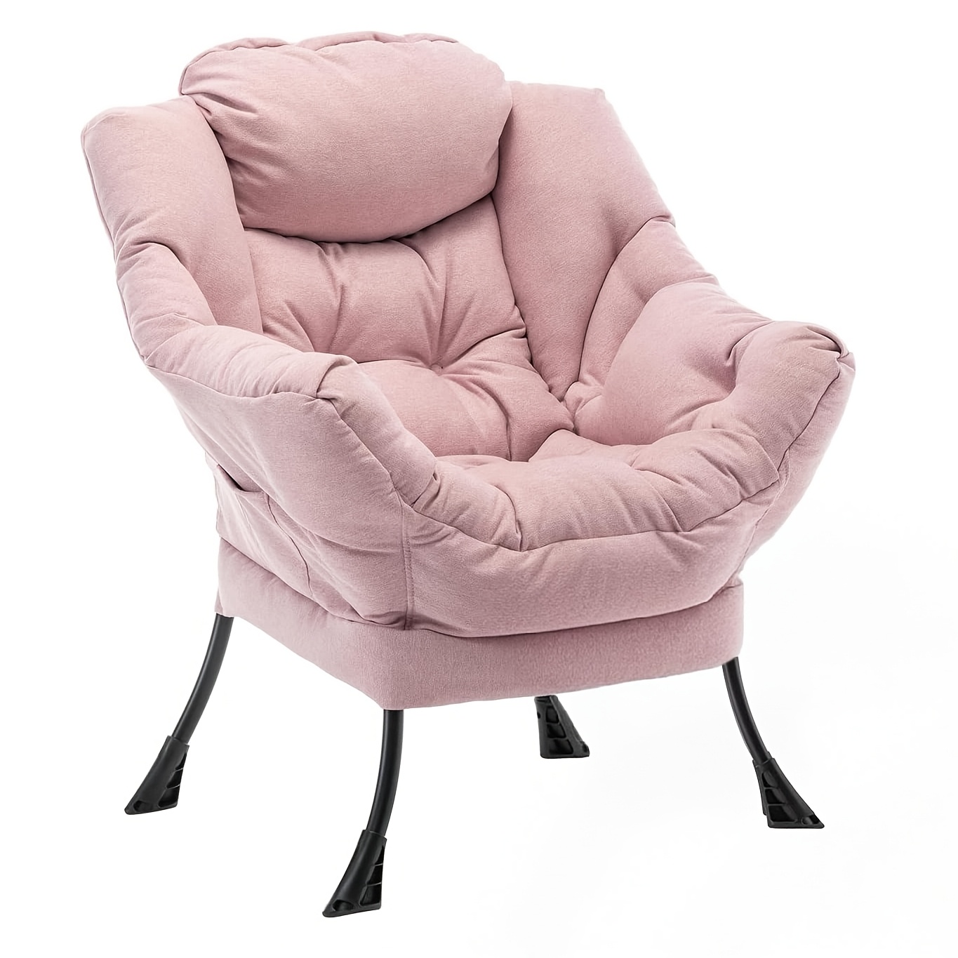 Nordic Style Living Room Armchair, Sofa Chair, Leisure Chair, Linen Cushion Bedroom Reading Chair, Suitable For Bedroom, Dining Room And Living Room, , Pink