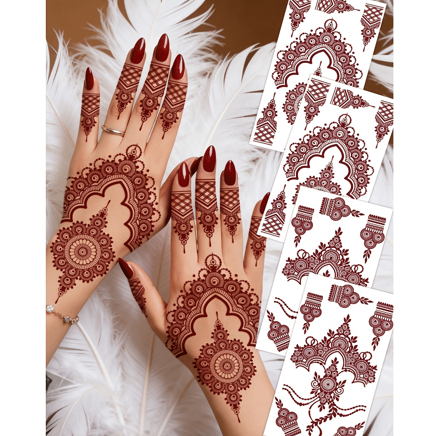 4pcs Sexy Toe And Finger Nail Flower Temporary Tattoo Stickers, Women's Waterproof Pattern Tattoo Stickers, Wedding, Party Body Art Stickers