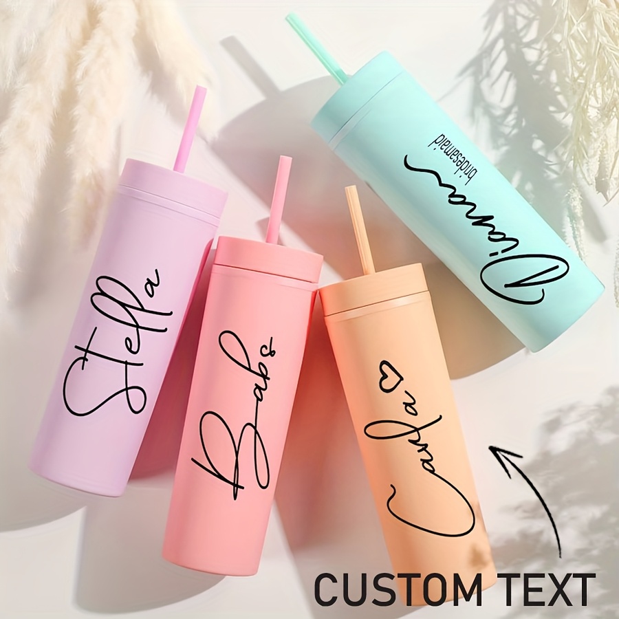 1pc, custom name personalized skinny tumblers with lid and straw, pastel  tumblers, bachelorette party favors, best gifts, mothers' day gifts - home  & kitchen - Temu United Arab Emirates
