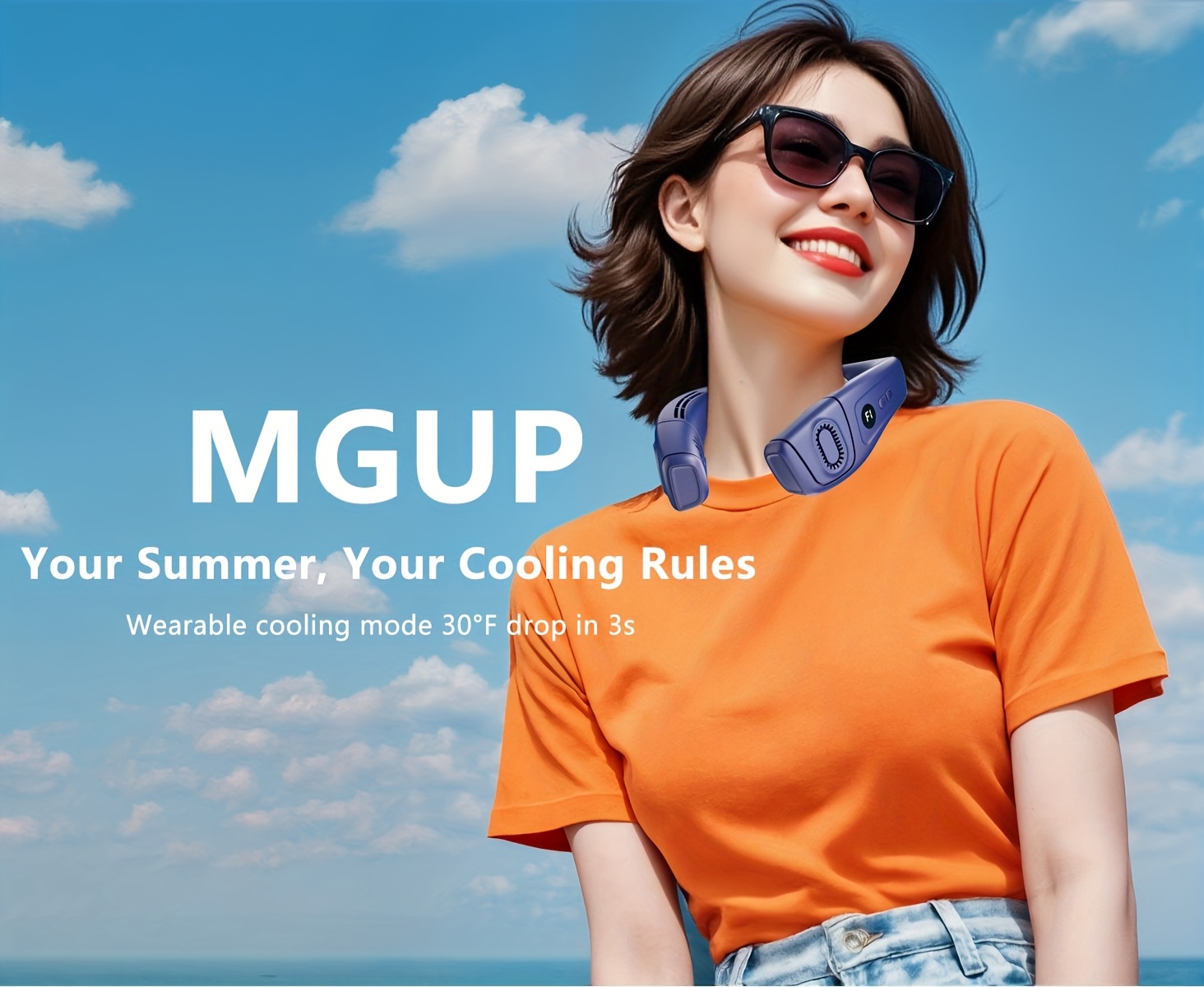 Upgraded 5200mAh neck air conditioner fan, ultra-light portable rechargeable neck fan, personal cooling device neck fan, cooling, 3-speed fan adjustable, LED digital hands-free fan suitable for kitchen, fitness, travel, camping, work | Fashion gift