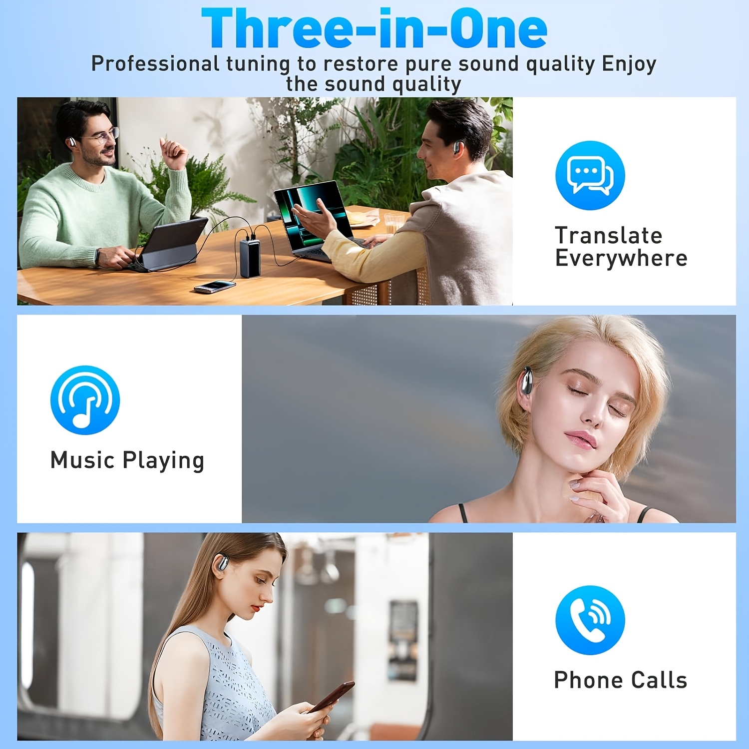 3-in-1 AI Translation Earbuds with Wireless Bone Conduction Headphones, Instant Translation for 156 Languages, Available in Beige and Black