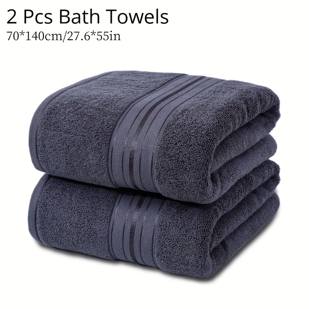 2pcs Bath Towels, 70 X 140cm/27.6 X 55in, Solid Color, 400gsm, Towel, , Strong Absorbency, Quick-dry, Soft And Comfortable, Bathroom Supplies, Towels For Bathroom, Shower And Hotel, Wash Cloths
