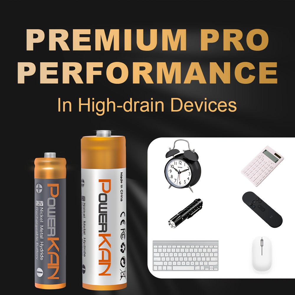 Set (Batterij + Oplader), POWERKAN 1.2V Ni-MH Oplaadbare AA en AAA Batterijen + CN8 Oplader, Herbruikbaar en Herbruikbaar, 800mAh AA Batterijen x8st en 300mAh AAA Batterijen x8st Combo met 5V 2A USB Snellaad AA AAA Oplader, Essentiële Starterkit voor Thuis Elektronica Accessoires