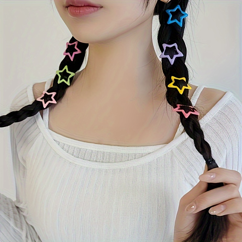 

20/40pcs Candy Color Hollow Out Star Shaped Hair Side Clips Y2k Style Hair Decoration For Women And Daily Use Wear Gifts For Eid