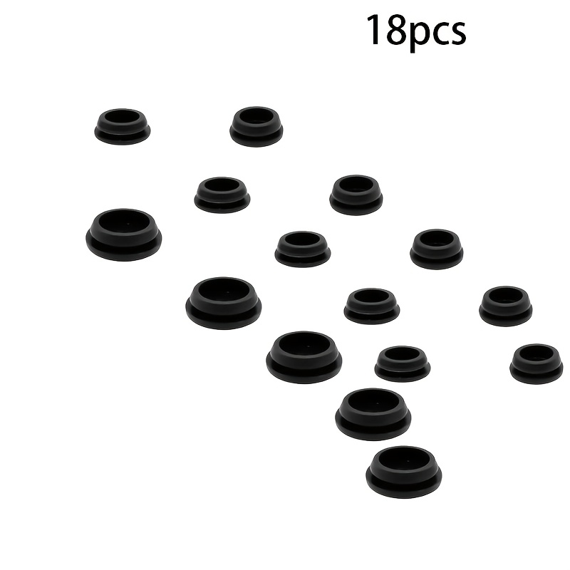 TEMU 18pcs Black Rubber Plugs For Round Holes, 3 Sizes Round Hole Tool, Tool Plug Snap Locking For Furniture Car Wiring Hole Cover