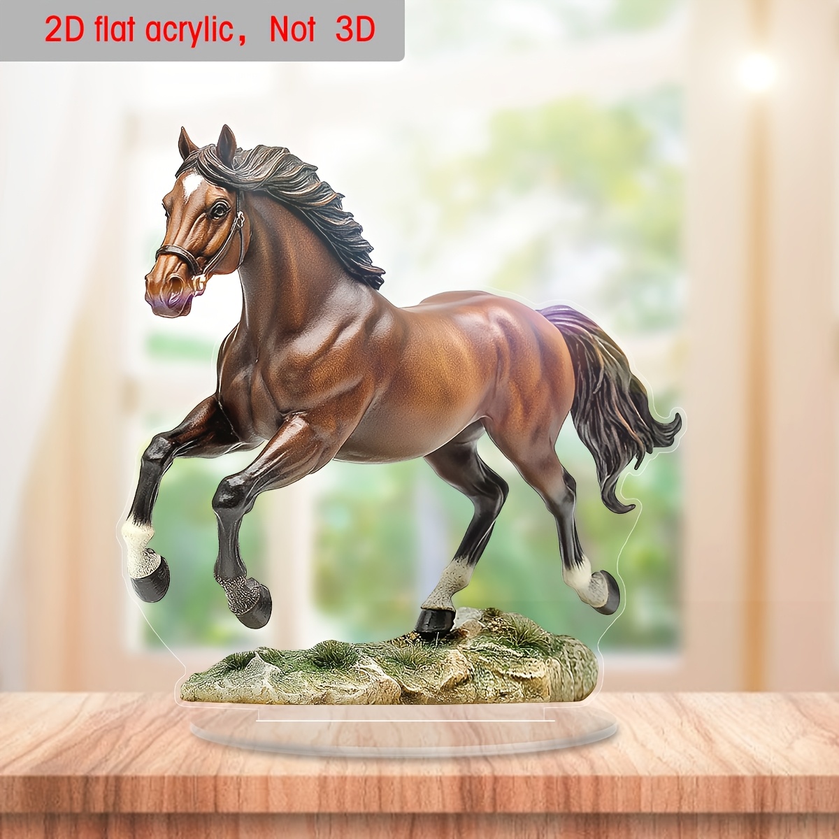 

2d Flat, 1pc Style Acrylic Horse Figurine, Equestrian Decor, Multipurpose Desk Ornament For Office, Living Room, Birthday Gift, Creative Present , Desktop Display With Base