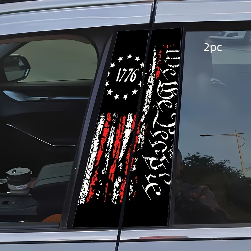 TEMU Set Of 2 Patriotic Vinyl Car Decals Featuring Flag From 1776 - Sturdy And Weatherproof B Pillar Protector Stickers With "", Ideal For Vehicle
