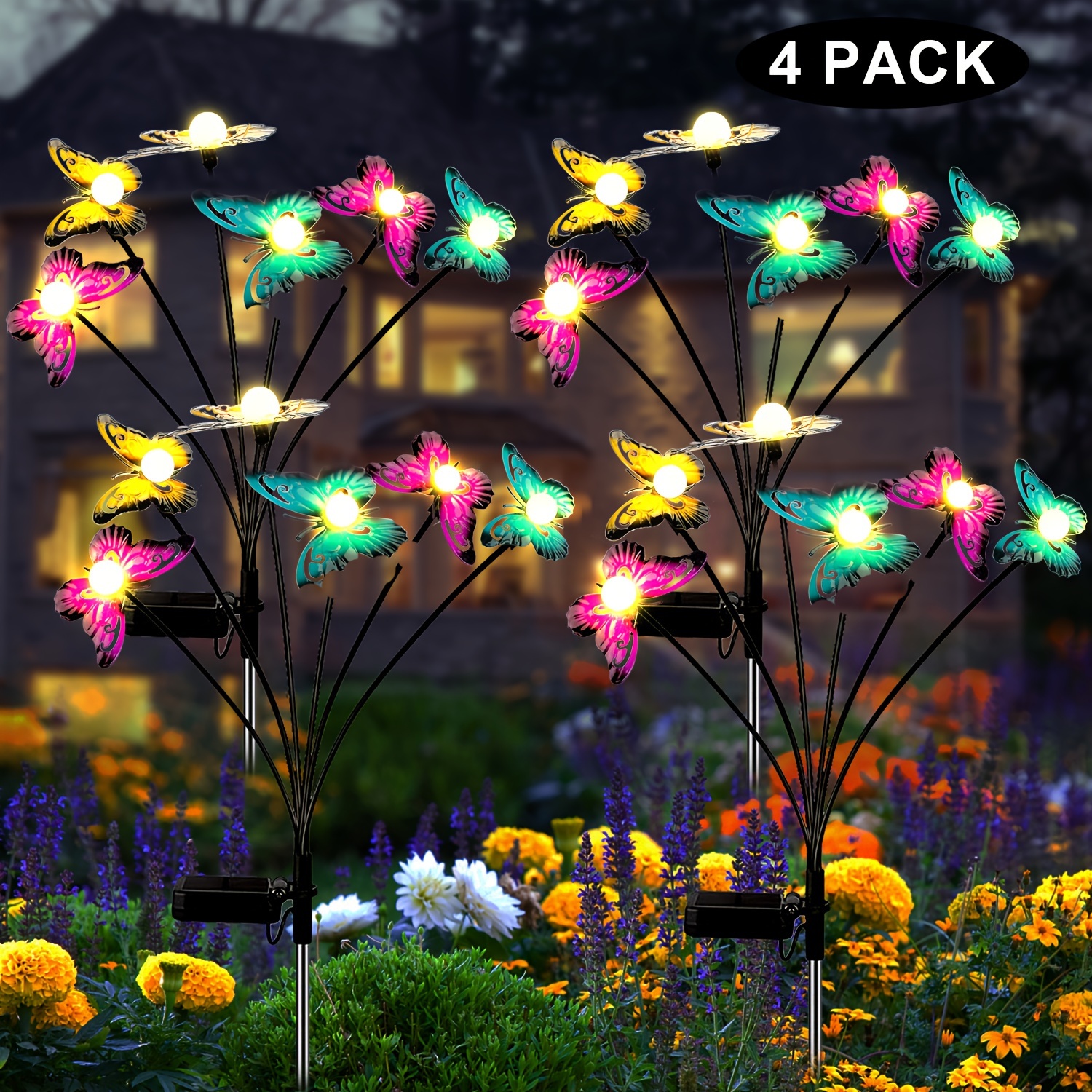 

2pack, 4pack Butterfly Garden Decor, Metal Solar Butterflies Swaying Lights Dance In Wind, Solar Stakes Gardening Christmas Gifts For Mom Women Yard Patio