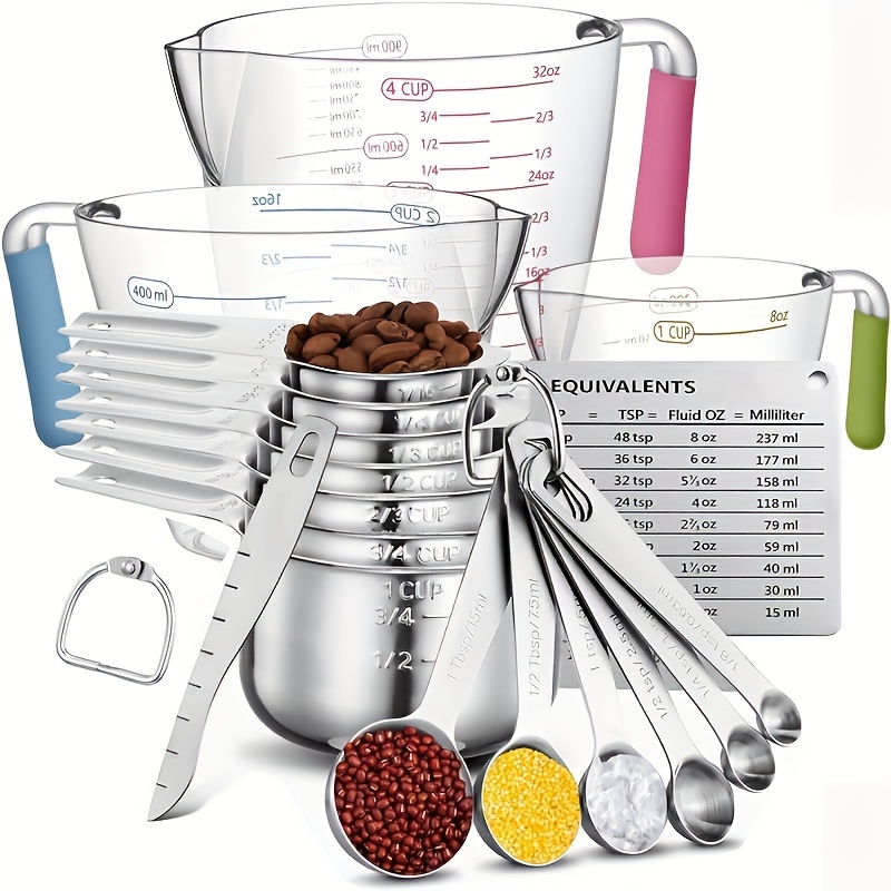 

20pcs/set, Measuring And Set, Steel Measuring And Set, Including Measuring Cup And Measuring , 1 Leveler For Dry And , ,