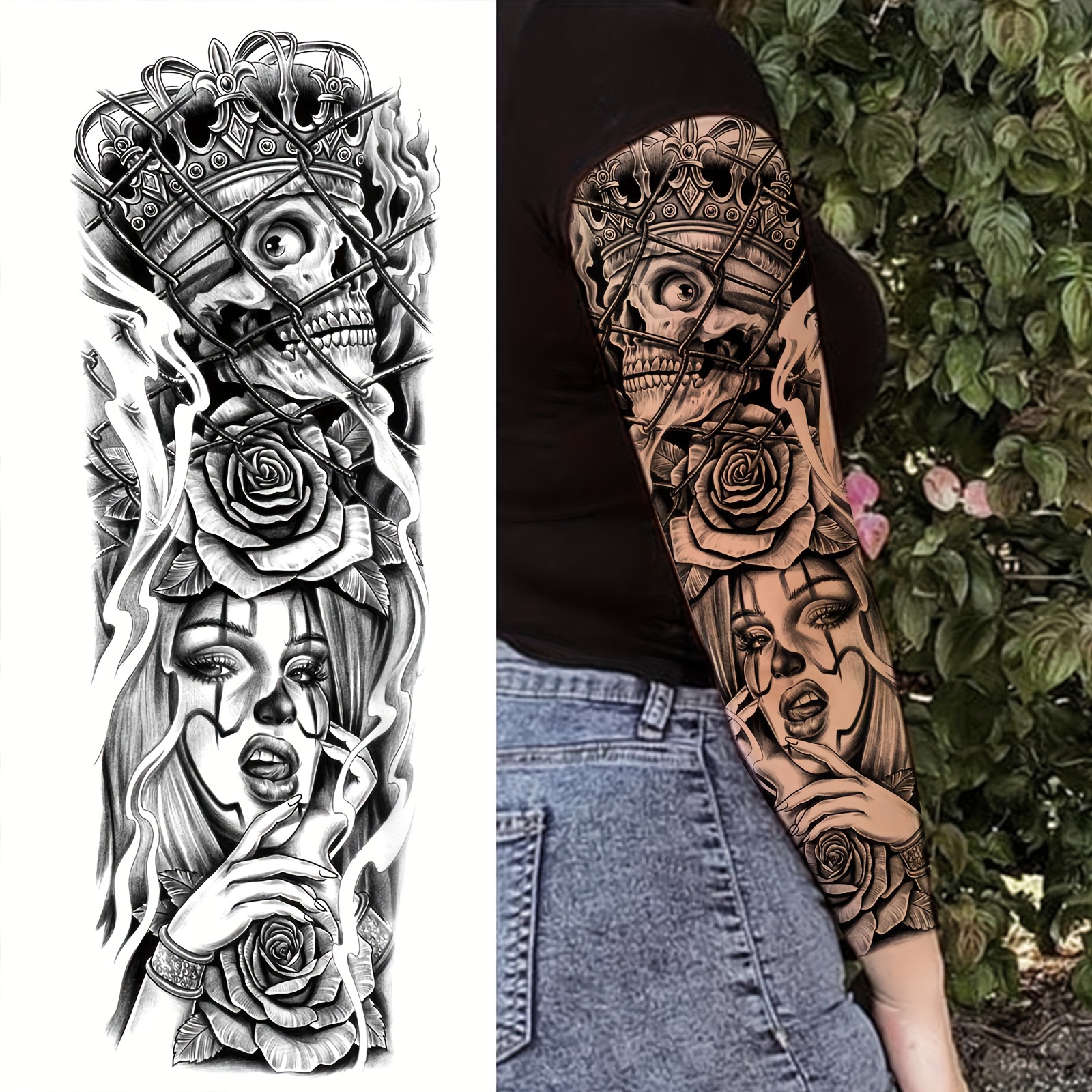 Sleeve Tattoo Designs Chicano Tattoo And Piercing Tatsy Chicano Set,  Temporary Tattoo Cover Up Sticker For, image size:1600x1600