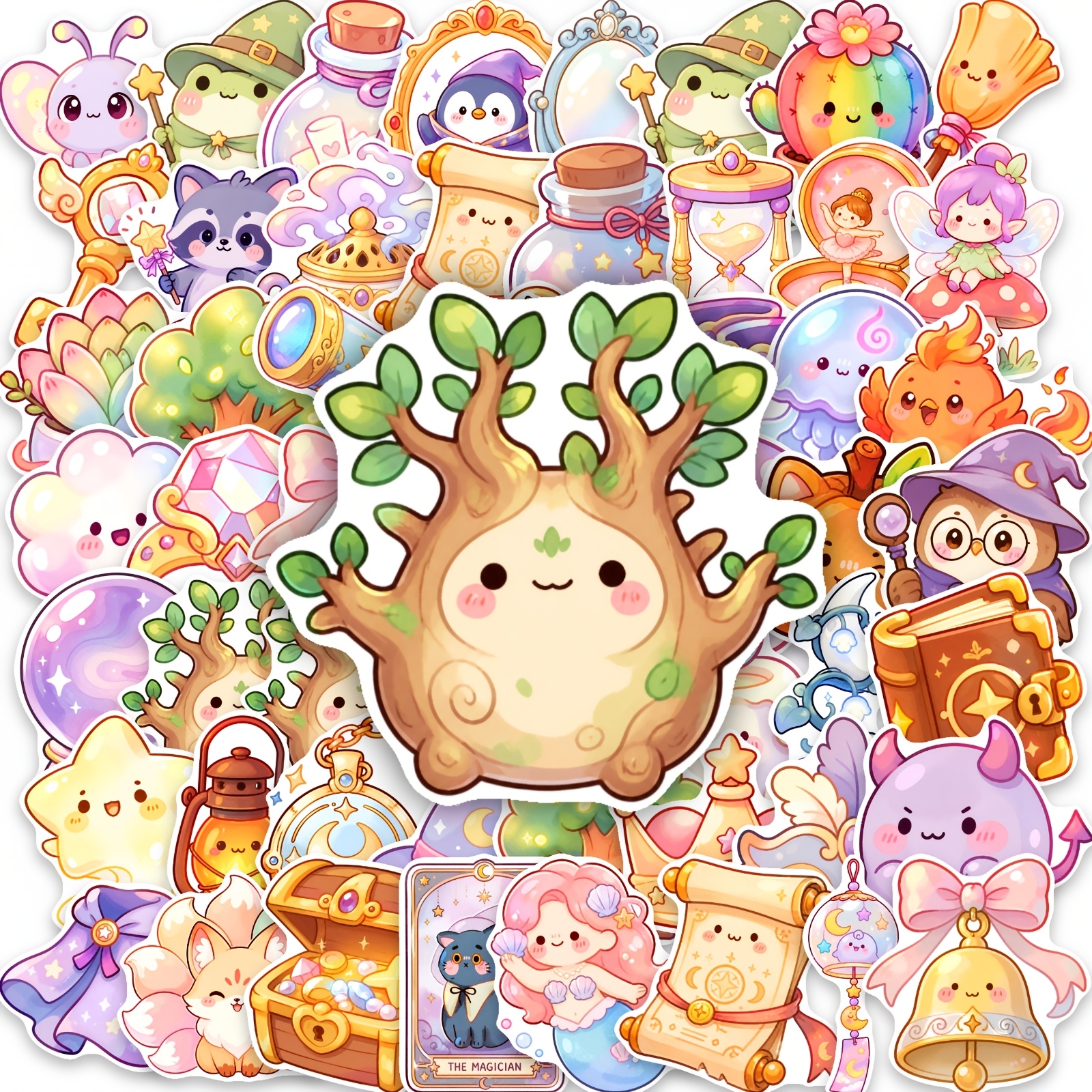 TEMU 50pcs Stickers Magiques Mignons, Pack d'Autocollants Esthétiques Magiques, Parfait pour Décorer Ordinateur Portable, Bouteille d'Eau, Téléphone,