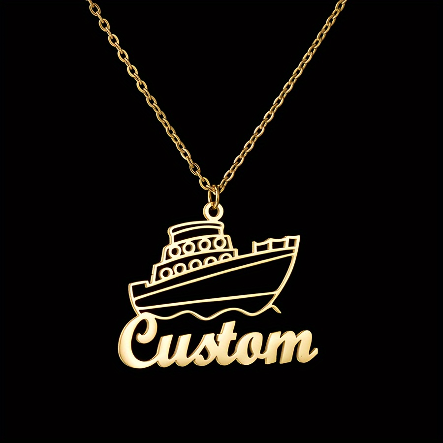 

Custom Name Cruise Ship Pendant Necklace - Personalized Stainless Steel Charm Jewelry - Classic Diy Accessory - Wear And Parties - Limit