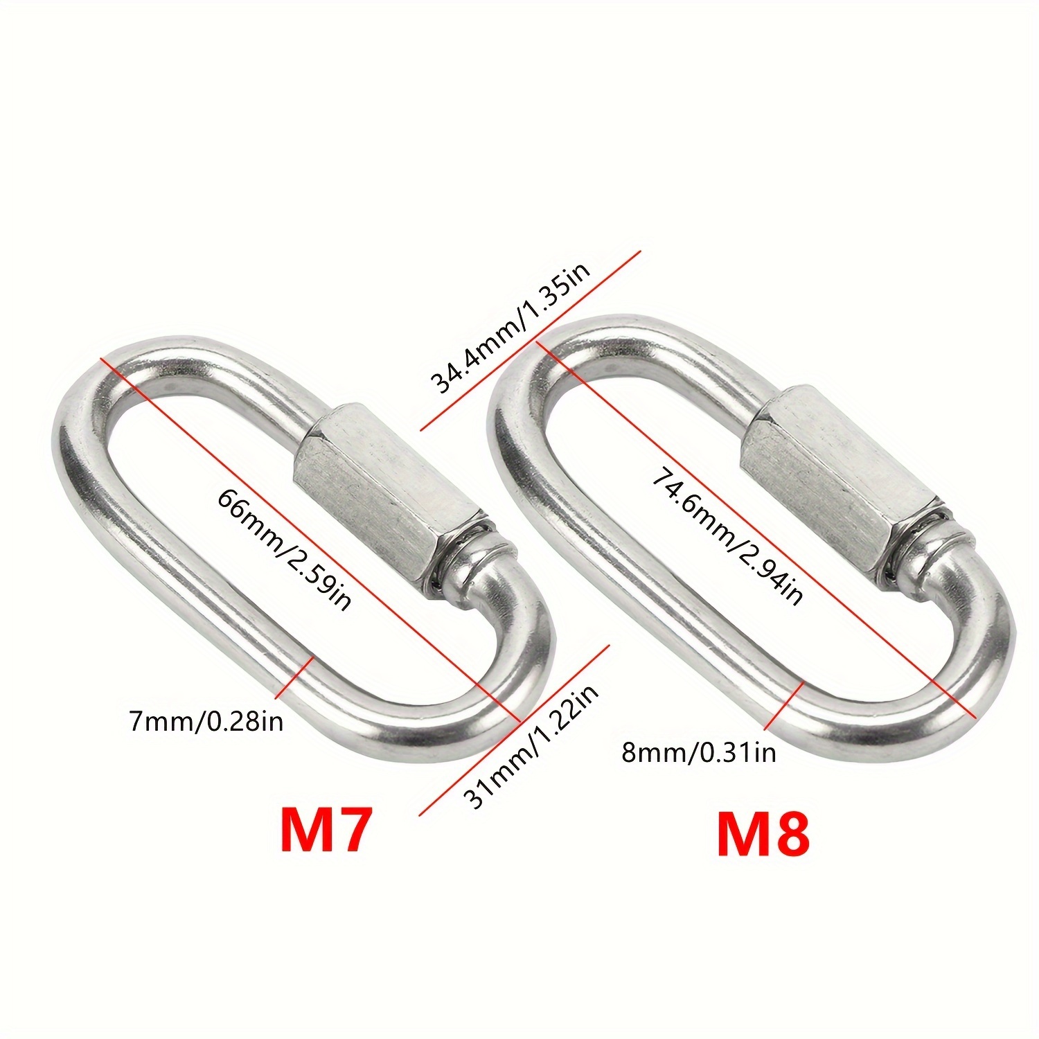 M5 , 10pcs , M5*50 Carabiner Hook With Circular Ring , 316