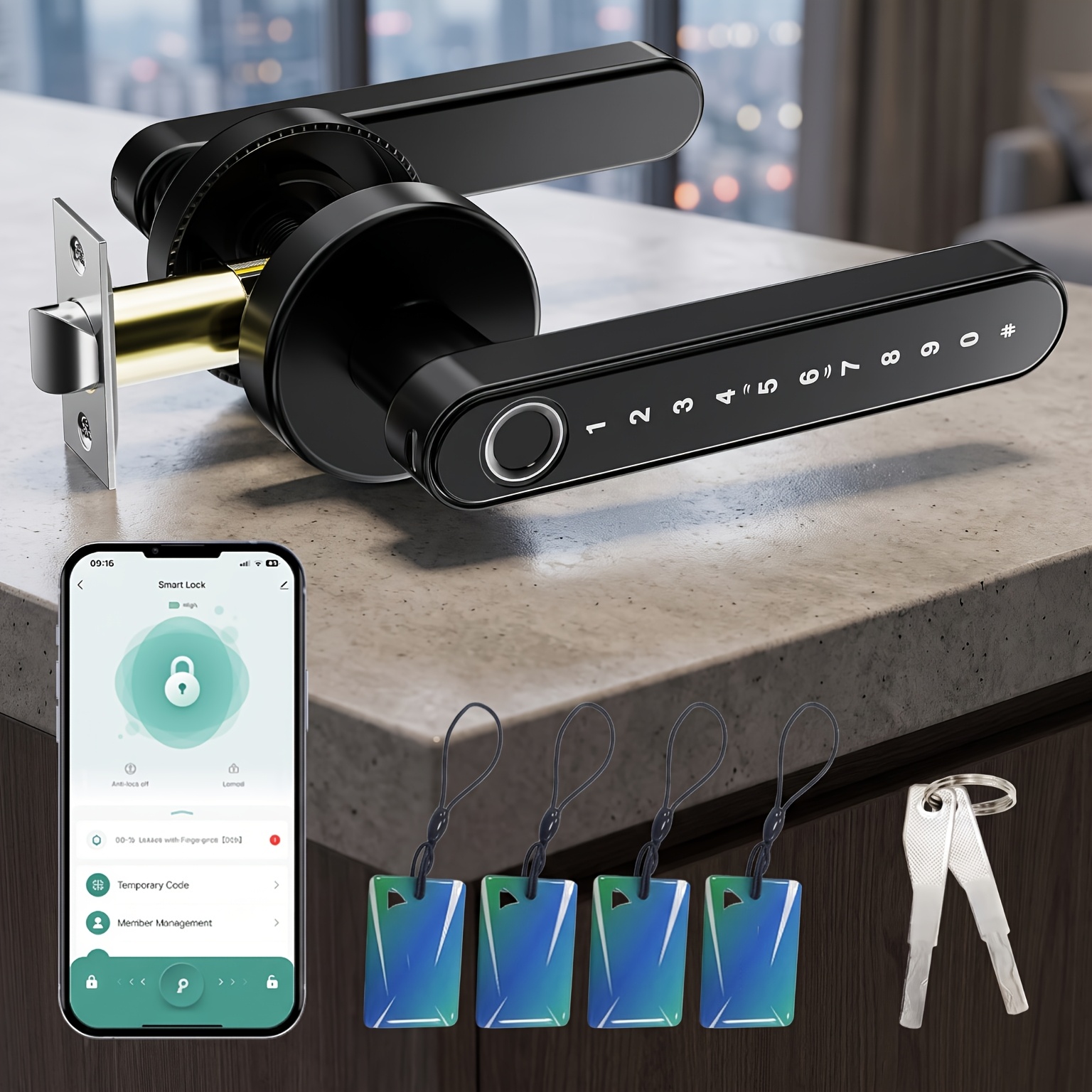 TEMU [smart Fingerprint Door Lock] Fingerprint Smart Door Lock - Keyless Entry Door Lock With Handle, Biometric Smart Locks For Front Door, Home,