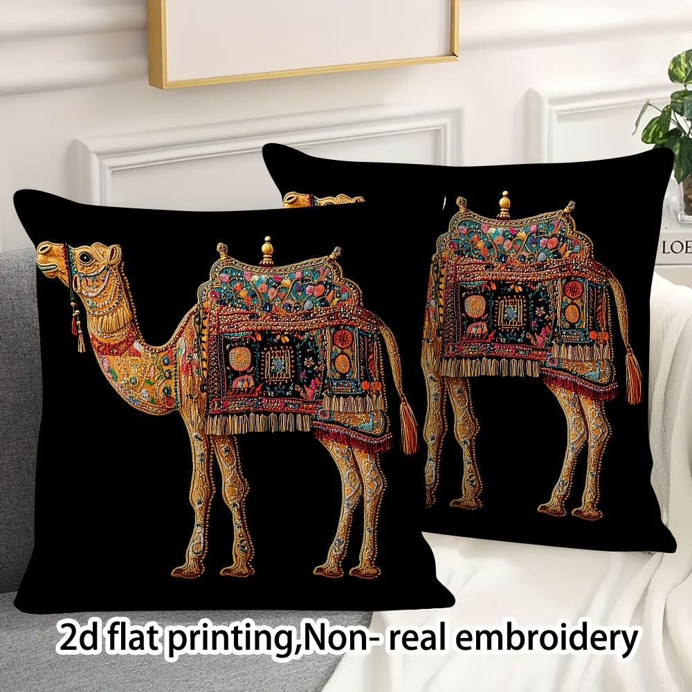 TEMU 2d Flat Printing, 2pcs, Non-real Embroidery Decorative Throw Pillow Cover, Suitable For Various Living Rooms, Rooms, Cafes And Bars, 18x18 Inch