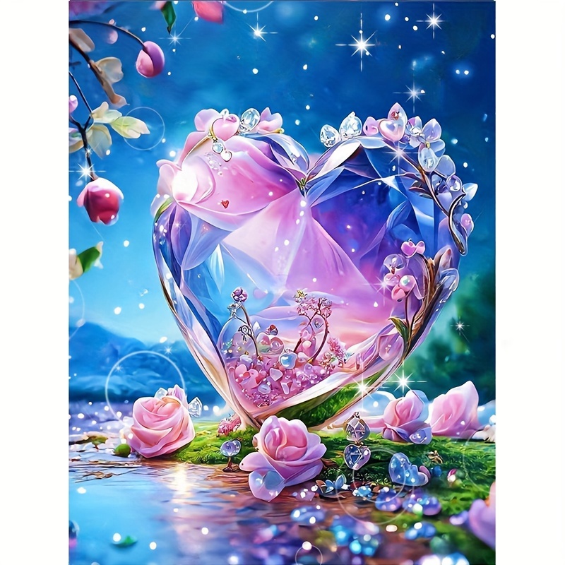 

Crystal Love Diamond Art Painting, Full Diamond Art, Decorative Wall Art Hanging Painting Home Decoration Valentine's Day Gifts, Decorative Craft Wall Art For Home Wall Decor Gifts