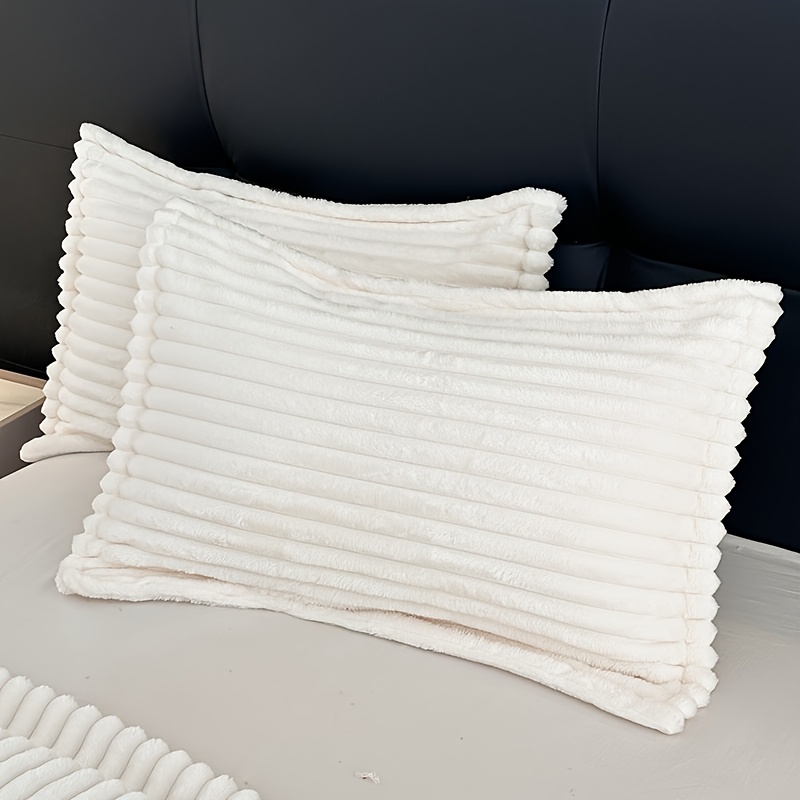TEMU 2pcs Set Thickened Milk Velvet Zippered Pillowcases, Warm And Machine Washable Pillow Protector, Size 48*74cm