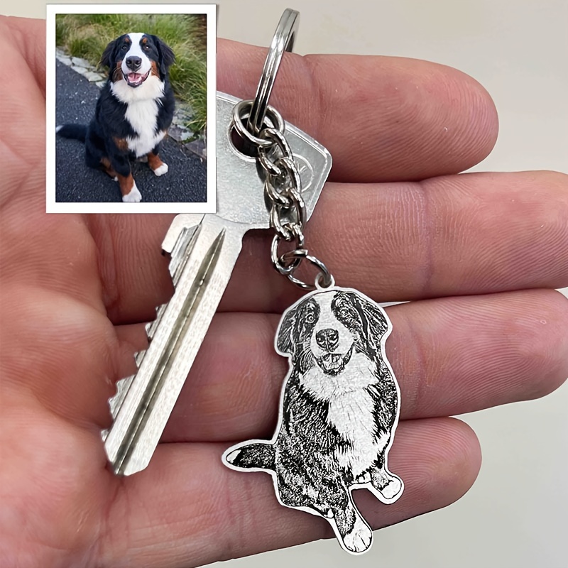 

Personalized Stainless Steel Pet Keychain - Custom Engraved Photo, Tag For Men And Women - Perfect Gift For Family, Wife On Birthdays Or Holidays