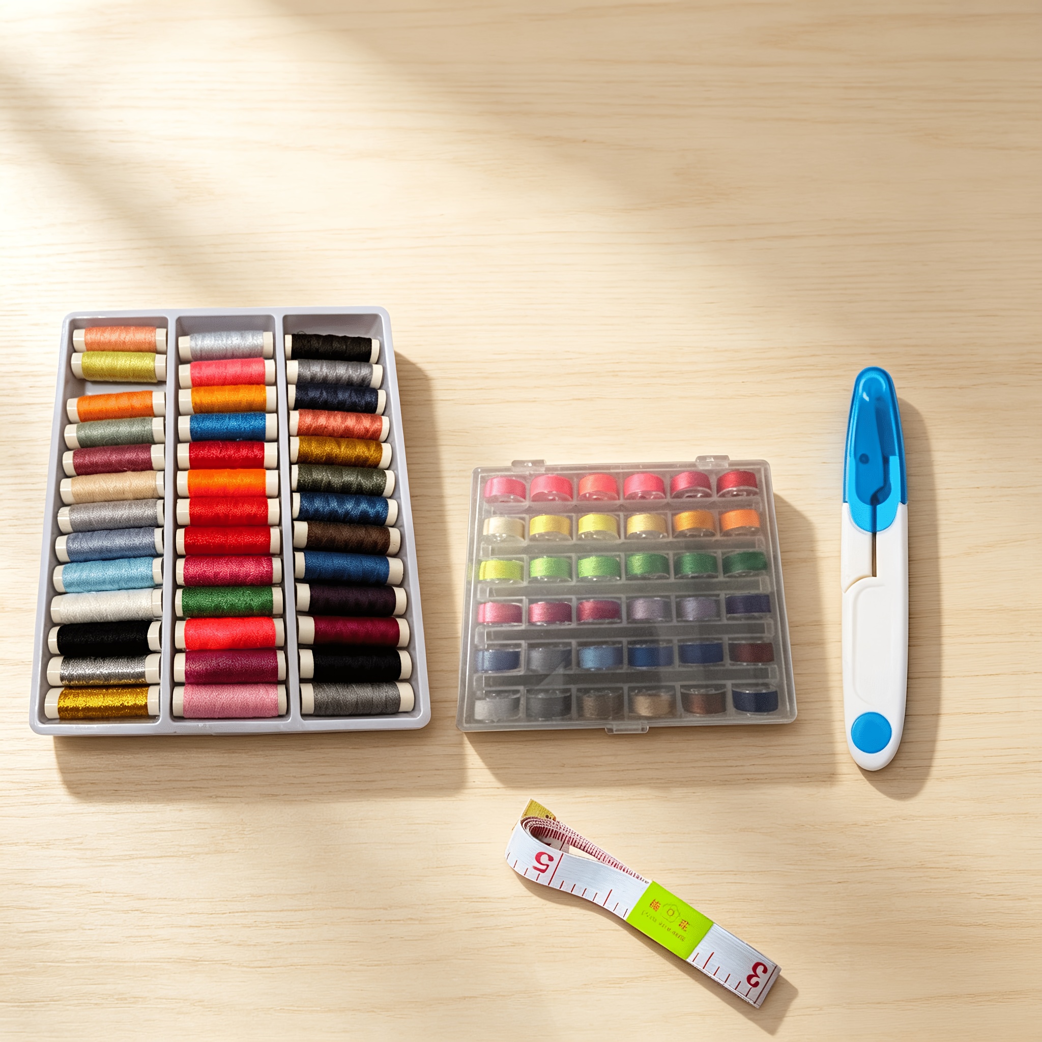 TEMU 77-one-color Sewing Thread Set, 36-color And 39-color Pre-wound Reels, With 1 Portable Needle Knife And 1 Ruler, Suitable For Manual And Machine