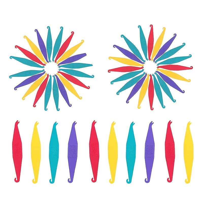 TEMU 99pcs Colorful Plastic S-hooks For Rubber Bands- Durable Elastic Loop Positioning Hooks For Disposable Fastening, Crafting, Office& Home