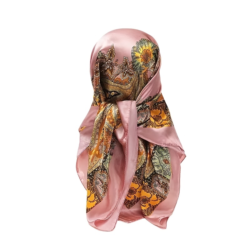 1pc Women's Elegant Paisley Square Scarf, Headband, Hair Tie - Stylish Polyester Printed Fabric, Perfect For Casual , Casual Headwear | Vibrant Print | Texture