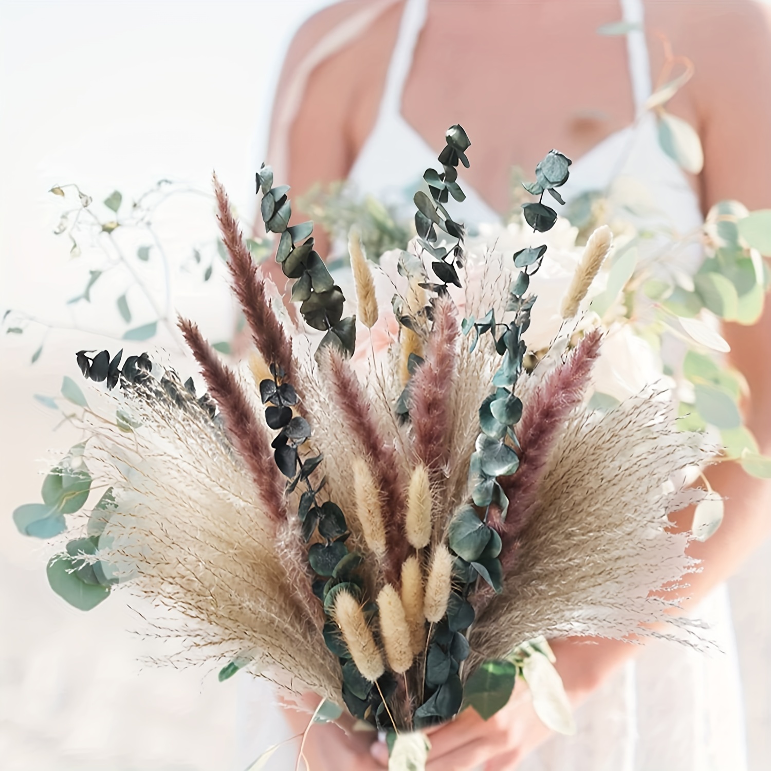 

50pcs Diy Dried Flower Bouquets, Dried Eucalyptus, Rabbit Tail, Pampas Grass, Bohemian Home Decoration, Wedding, Living Room Gifts, Home Decor, Table Decor