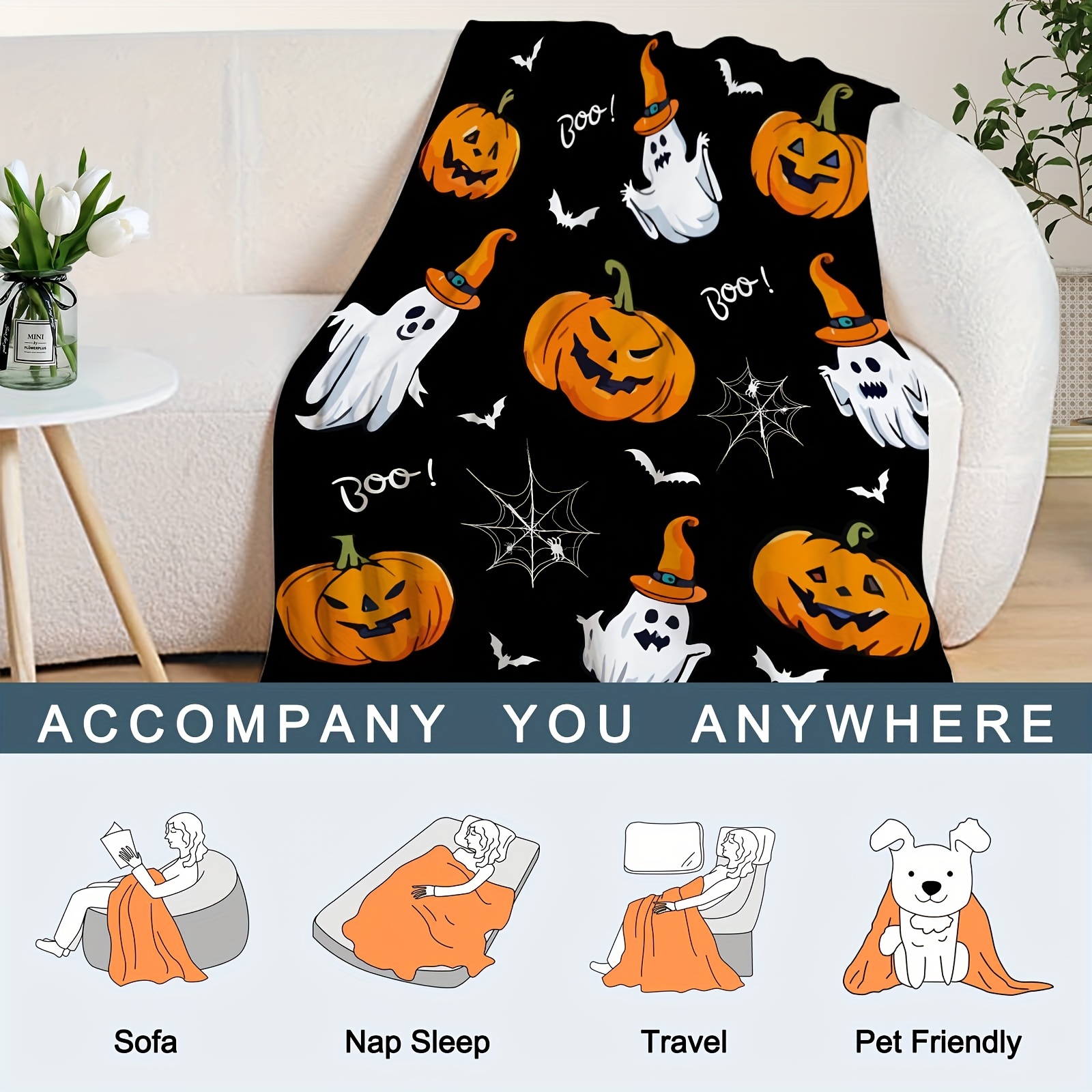 festive halloween throw blanket Temu United Kingdom