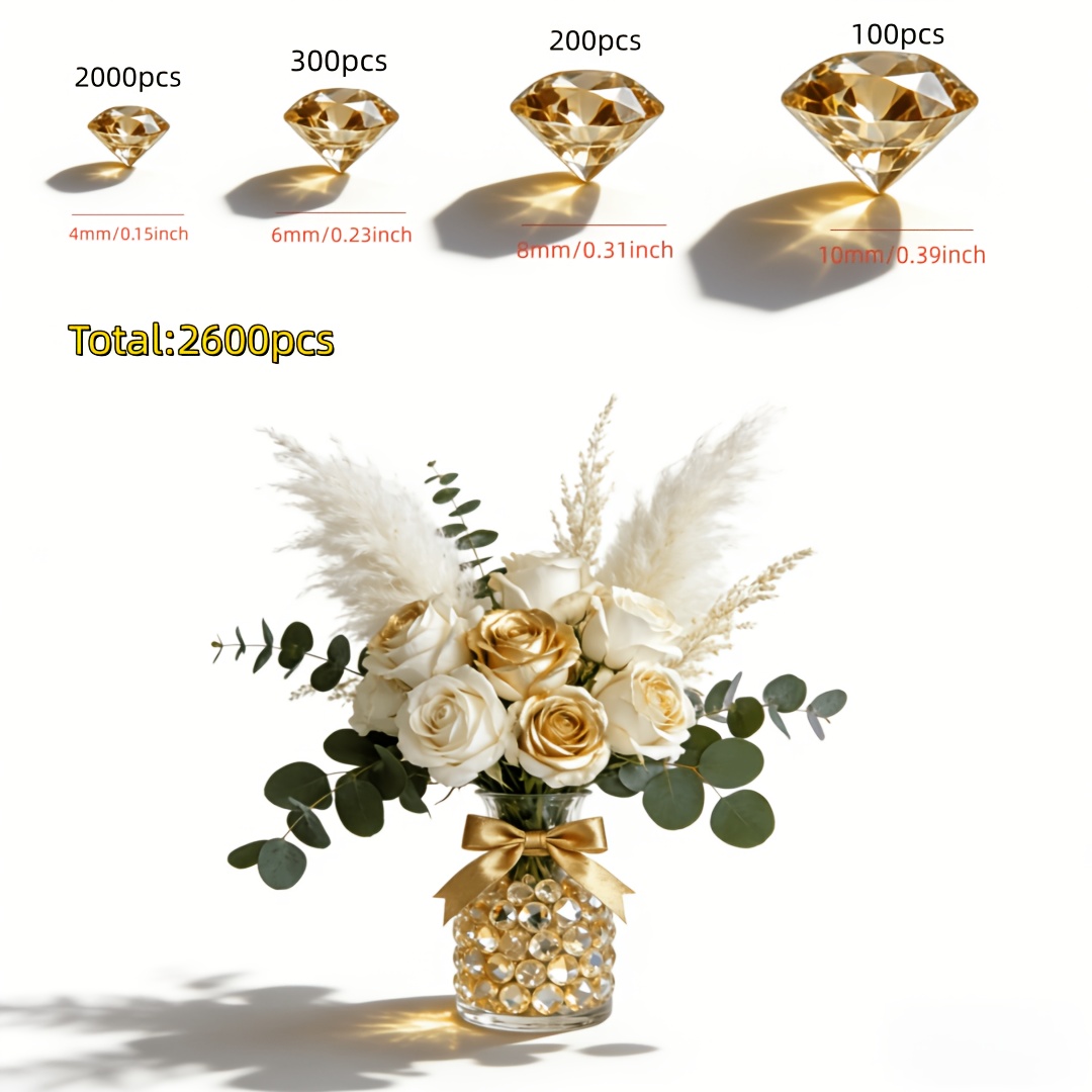 TEMU 2600pcs, Fake Diamonds, Crystals For Crafts, Acrylic Gems, Gems For Crafting, Nail Art, Vase Filling, Table Scatters, Vase Fillers For